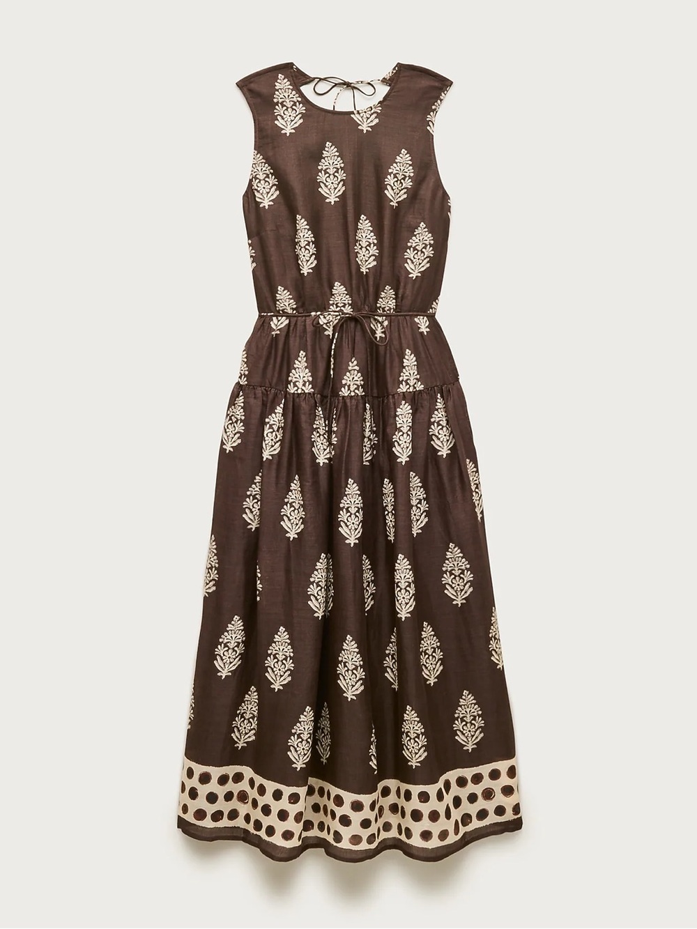 J CREW Dress Block Print BROWN Vacation Party Open Back In Cocoa Women’s Size 10